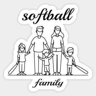 Softball Fan Family - Black Sticker